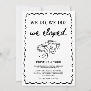 Whimsical Hand Drawn Eloped Wedding Announcement