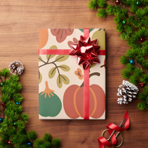 Whimsical Hand-Drawn Fall Halloween Pumpkin Seamle Wrapping Paper