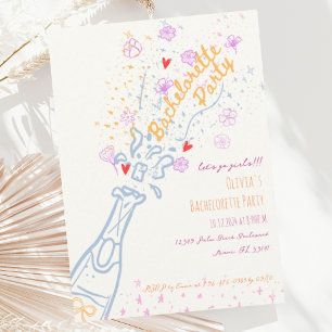 Whimsical Hand Drawn Floral Bachelorette Party Invitation
