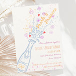 Whimsical Hand Drawn Floral Scribble Bridal Shower Invitation<br><div class="desc">This trendy hand drawn style illustrated "Pearls and Prosecco" bridal shower invitation features a scribble champagne bottle popping flowers and confetti.  The whimsical and quirky design includes handwritten font and celebration doodles.  Pastel colours with dusty blue tones for a fun and modern wedding stationary collection.</div>