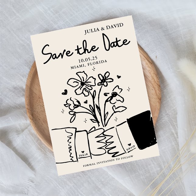 Whimsical Hand Drawn Floral Wedding Save The Date (Creator Uploaded)