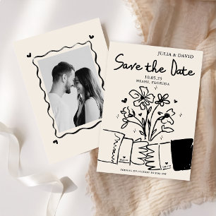 Whimsical Hand Drawn Floral Wedding Save The Date