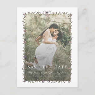 Whimsical Hand Drawn Floral Wedding Save the Date Postcard