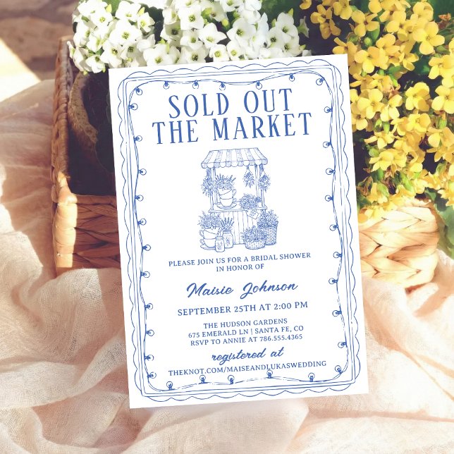 Whimsical Hand Drawn Flower Market Bridal Shower I Invitation (Creator Uploaded)