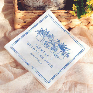 Whimsical Hand Drawn Flower Market Bridal Shower Napkin