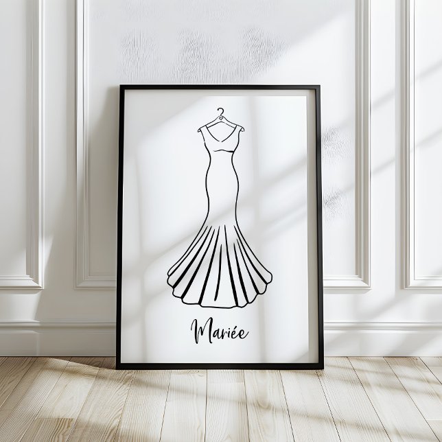 Whimsical Hand-Drawn French Wedding Dress Art Poster (Creator Uploaded)