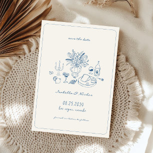 Whimsical Hand Drawn French Wedding Save the Date