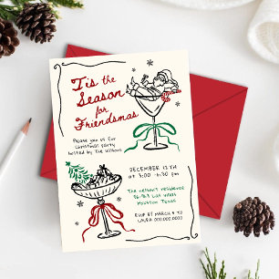 Whimsical Hand Drawn Friendsmas Christmas Party Invitation