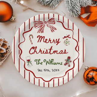 Whimsical Hand Drawn Friendsmas Christmas Party Paper Plate