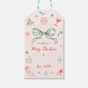 Whimsical Hand Drawn Fun French Christmas Gift Tags