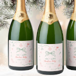 Whimsical Hand Drawn Fun French Christmas Party Sparkling Wine Label<br><div class="desc">Add a festive touch to your holiday celebration with these whimsical hand-drawn French Christmas sparkling wine labels. Featuring playful doodles in red, pink, and green with a charming vintage coquette aesthetic, they bring fun and style to your party drinks. Customise with editable text to personalise for any event, making them...</div>