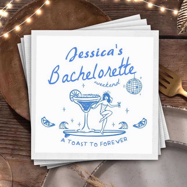 Whimsical Hand drawn Funky Beach Bachelorette Napkin (Creator Uploaded)