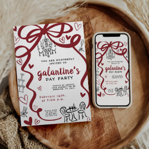 Whimsical Hand Drawn Galentines Party Invitation
