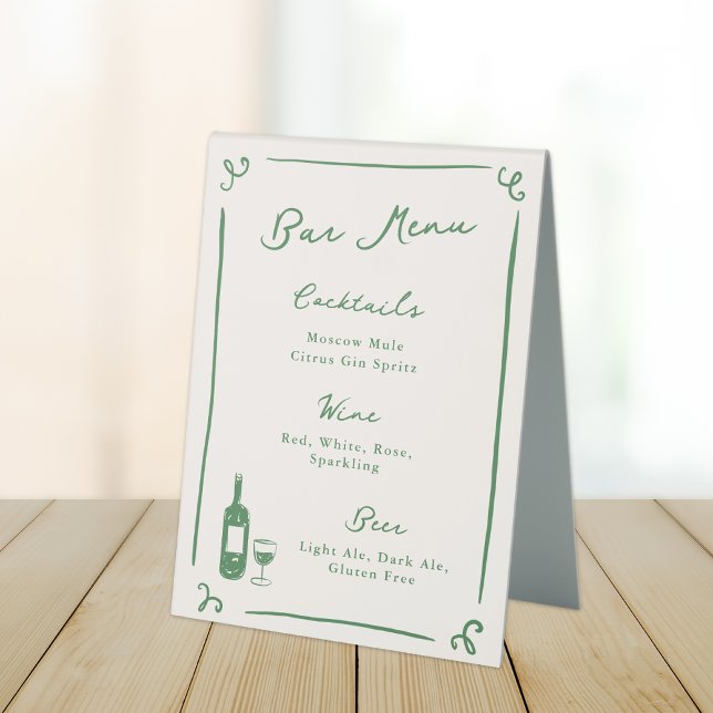 Whimsical Hand Drawn Green Bar Menu (Creator Uploaded)