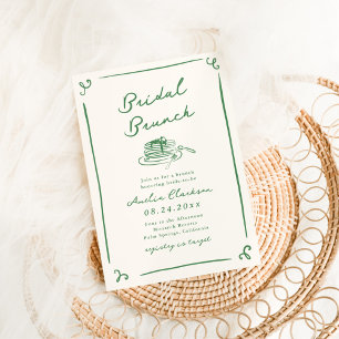 Whimsical Hand Drawn Green Bridal Brunch Invitation