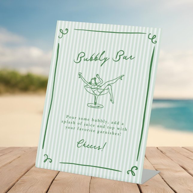 Whimsical Hand Drawn Green Bubbly Bar Pedestal Sign (Creator Uploaded)