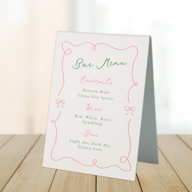 Whimsical Hand Drawn Green & Pink Bar Menu (Creator Uploaded)