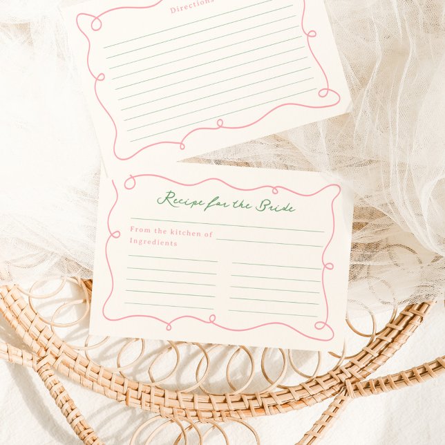 Whimsical Hand Drawn Green & Pink Recipe Enclosure Card (Creator Uploaded)
