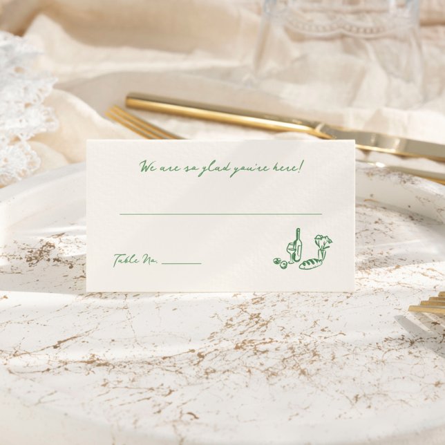 Whimsical Hand Drawn Green Place Card (Creator Uploaded)