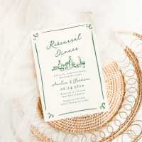 Whimsical Hand Drawn Green Rehearsal Dinner