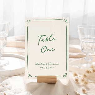 Whimsical Hand Drawn Green Table Card