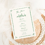 Whimsical Hand Drawn Green Wedding Menu<br><div class="desc">This adorable design features hand drawn elements and a whimsical bold text.</div>