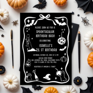 Whimsical Hand Drawn Halloween Birthday Invitation