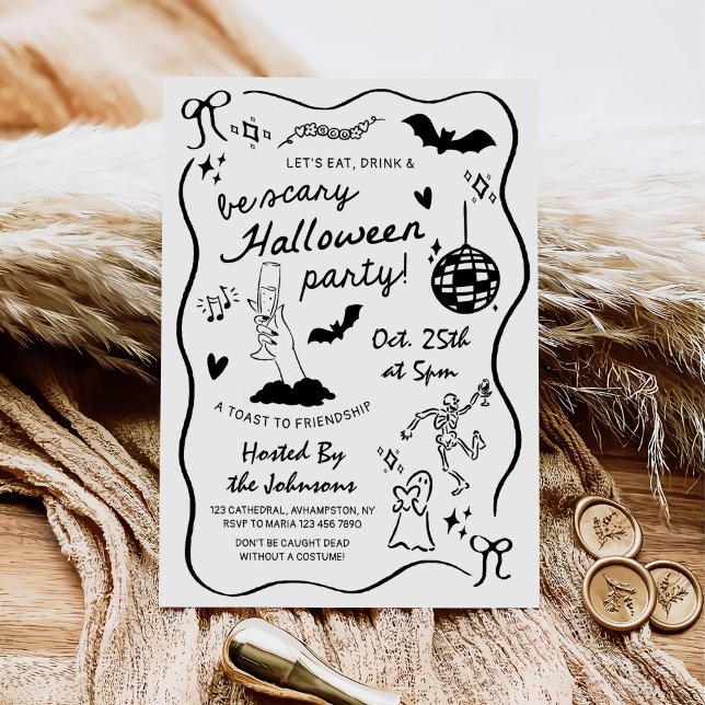 Whimsical Hand Drawn Halloween Party Invitation (Creator Uploaded)