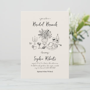 Whimsical Hand Drawn Handwriting Bridal Brunch Invitation