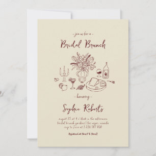 Whimsical Hand Drawn Handwriting Bridal Brunch Invitation