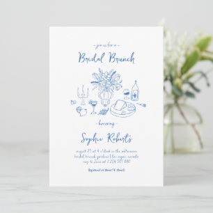 Whimsical Hand Drawn Handwriting Bridal Brunch Invitation