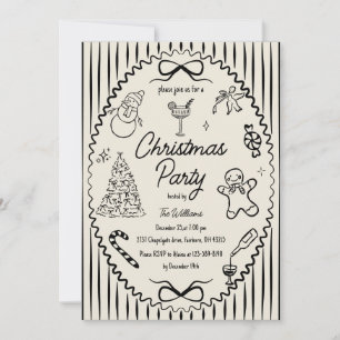 Whimsical Hand Drawn Handwritten Christmas Party Invitation