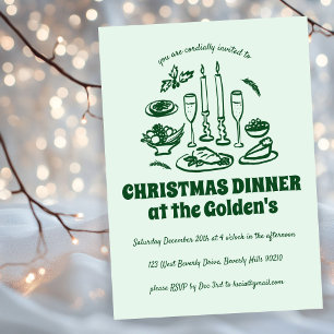 Whimsical  Hand Drawn Holiday Dinner Party Invitation
