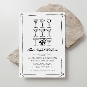 Whimsical Hand Drawn Martini Rehearsal Dinner Invitation