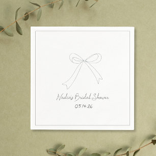 Whimsical Hand Drawn Minimalist Bow Bridal Shower Napkin