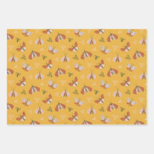 Whimsical hand drawn moths boho pattern 