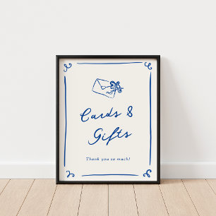 Whimsical Hand Drawn Navy Blue Cards & Gifts Poster