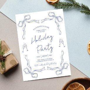 Whimsical Hand Drawn Navy Business Holiday Party I Invitation