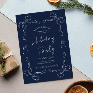Whimsical Hand Drawn Navy Business Holiday Party Invitation