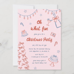 Whimsical Hand Drawn Oh What Fun Christmas Party Invitation
