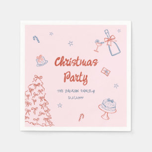 Whimsical Hand Drawn Oh What Fun Christmas Party Napkin