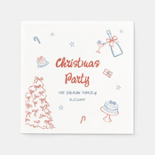 Whimsical Hand Drawn Oh What Fun Christmas Party Napkin