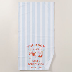 Whimsical Hand Drawn Orange Cocktail Bachelorette Beach Towel