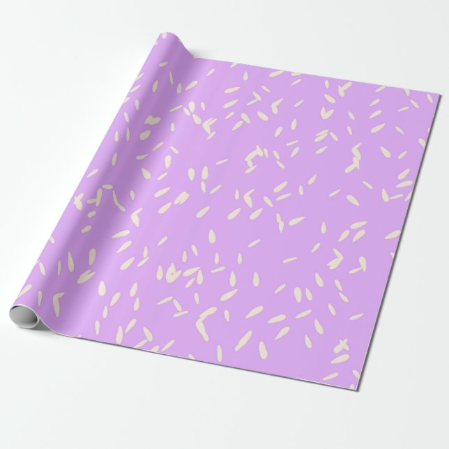 Whimsical Hand-Drawn Pale Yellow Petal Rain Wrapping Paper (Unrolled)