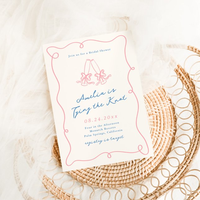 Whimsical Hand Drawn Pink & Blue Bridal Shower Invitation (Creator Uploaded)