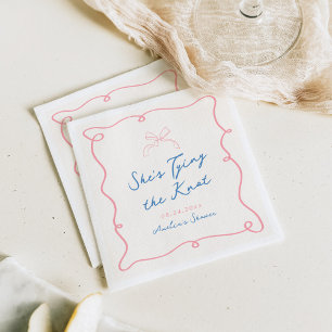 Whimsical Hand Drawn Pink & Blue Shower Napkin