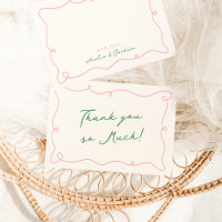 Whimsical Hand Drawn Pink & Green Thank You