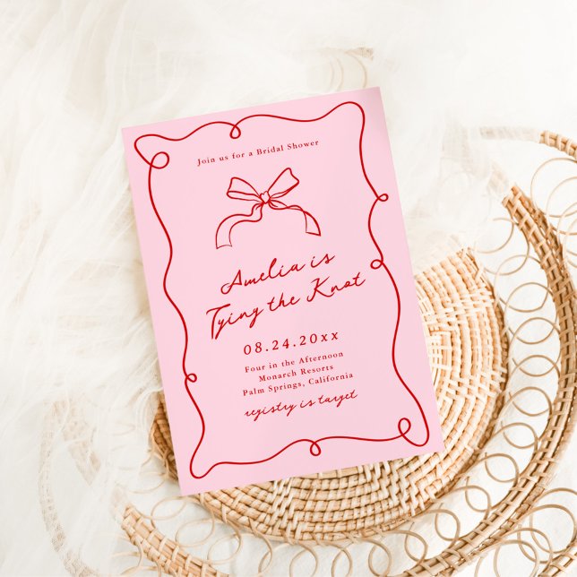 Whimsical Hand Drawn Pink & Red Bridal Shower Invitation (Creator Uploaded)