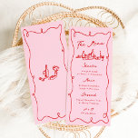 Whimsical Hand Drawn Pink & Red Wedding Menu<br><div class="desc">This adorable design features hand drawn elements and a whimsical bold text.</div>