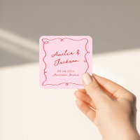 Whimsical Hand Drawn Pink & Red Wedding